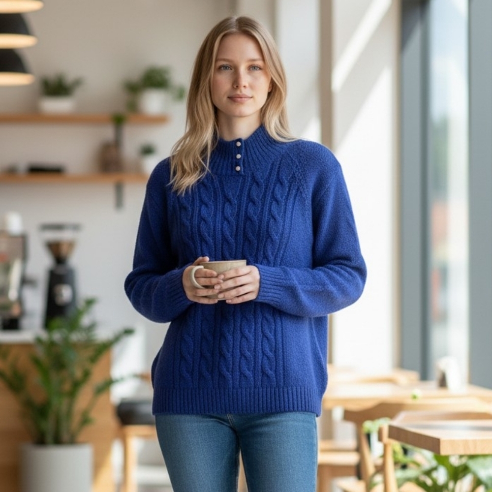 Miranda Blue Cable Knit Women's Sweater